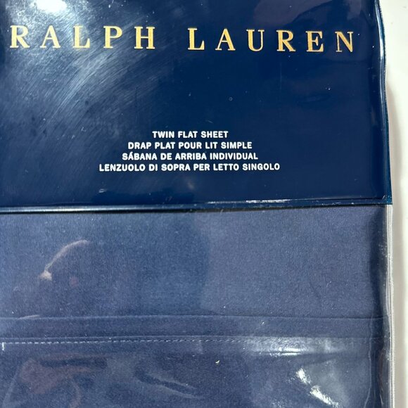 Ralph Lauren TWIN FLAT SHEET RL 464 Polo Navy Blue 100% Cotton Solid Percale - Picture 2 of 6